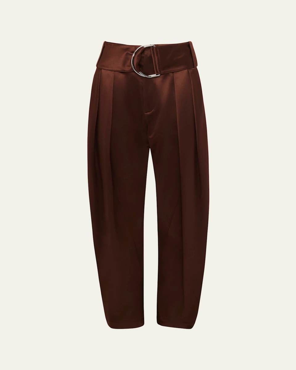 Pleated D-Ring Satin Trousers